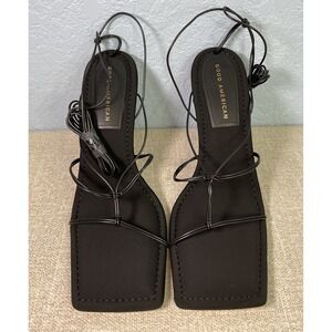 Good American Caged MuleHeels Ankle Wrap Neoprene  Women's 10 Black Sandals